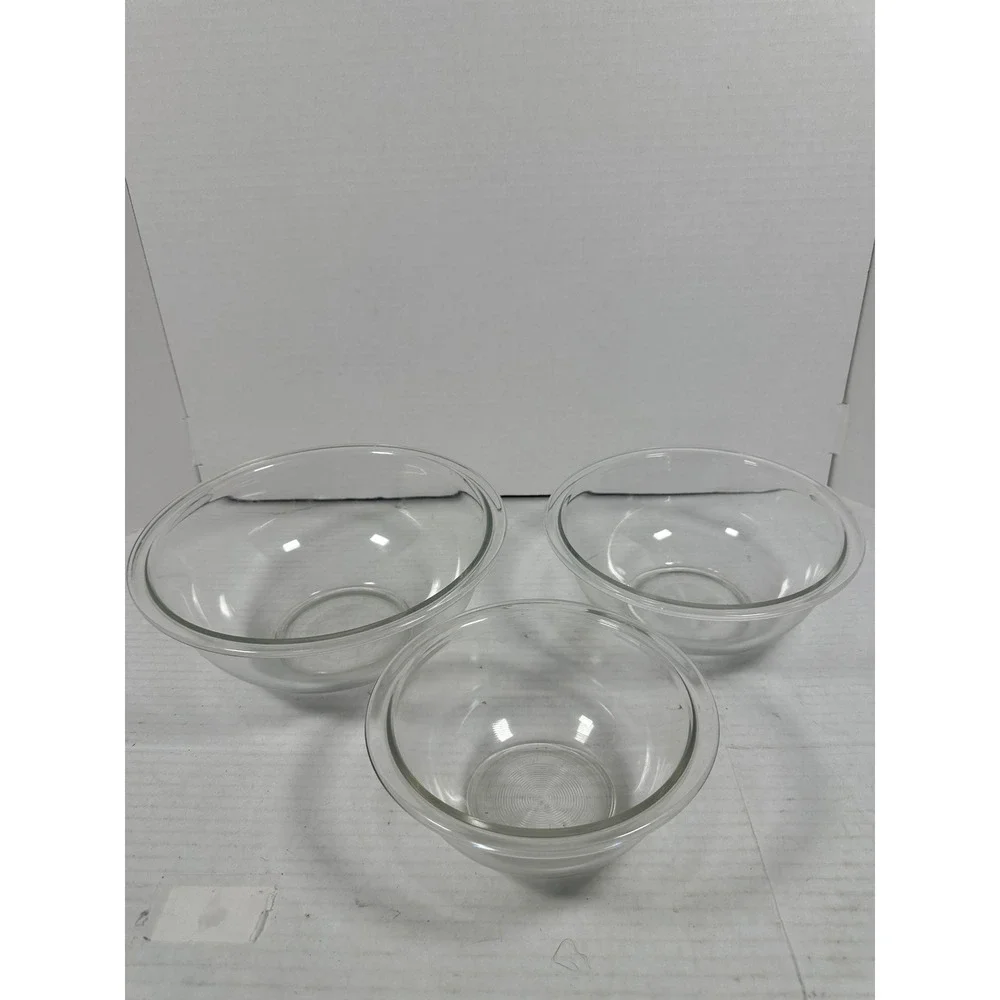 Pyrex Clear Glass Mixing Bowl Set 322 323 325 1L 1.5L 2.5L Nested Corning USA